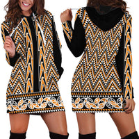 New Zealand Maori Niho Taniwha Hoodie Dress Karaka Mangopare and Puhoro Pattern