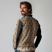 New Zealand Maori Niho Taniwha Long Sleeve Polo Shirt Karaka Mangopare and Puhoro Pattern