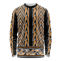 New Zealand Maori Niho Taniwha Long Sleeve Shirt Karaka Mangopare and Puhoro Pattern