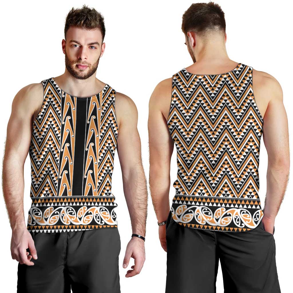 New Zealand Maori Niho Taniwha Men Tank Top Karaka Mangopare and Puhoro Pattern