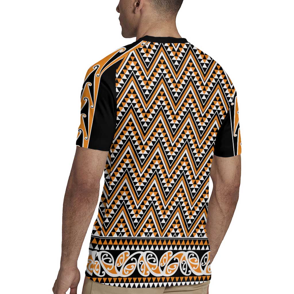 New Zealand Maori Niho Taniwha Rugby Jersey Karaka Mangopare and Puhoro Pattern
