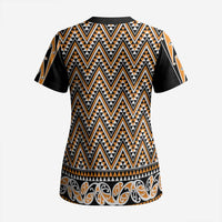 New Zealand Maori Niho Taniwha Scrub Top Karaka Mangopare and Puhoro Pattern - Polynesian Pride