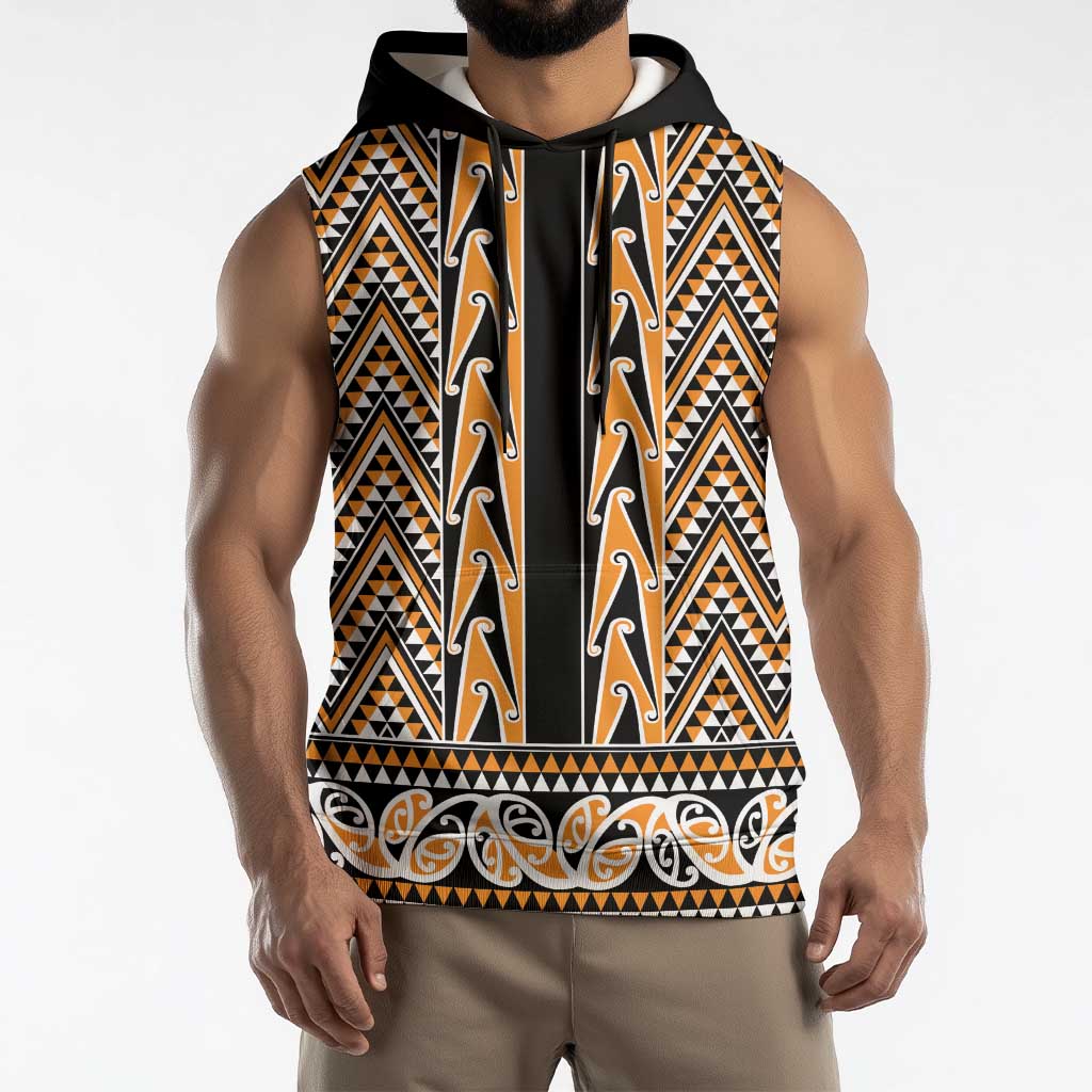New Zealand Maori Niho Taniwha Sleeveless Hoodie Karaka Mangopare and Puhoro Pattern - Polynesian Pride