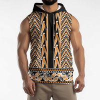 New Zealand Maori Niho Taniwha Sleeveless Hoodie Karaka Mangopare and Puhoro Pattern - Polynesian Pride