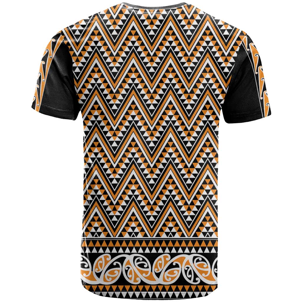 New Zealand Maori Niho Taniwha T Shirt Karaka Mangopare and Puhoro Pattern