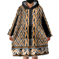 New Zealand Maori Niho Taniwha Wearable Blanket Hoodie Karaka Mangopare and Puhoro Pattern