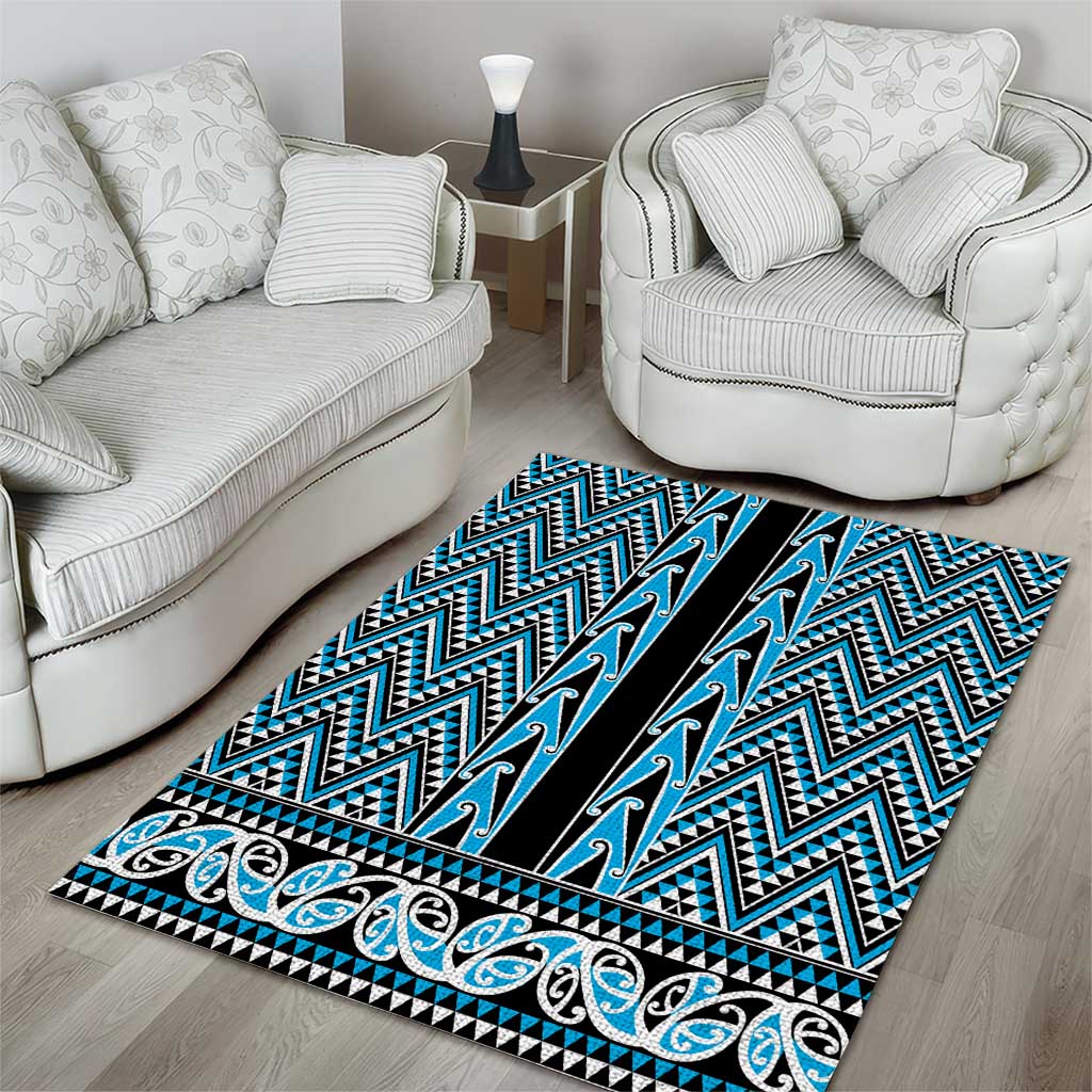 New Zealand Maori Niho Taniwha Area Rug Kikorangi Mangopare and Puhoro Pattern LT9 - Polynesian Pride