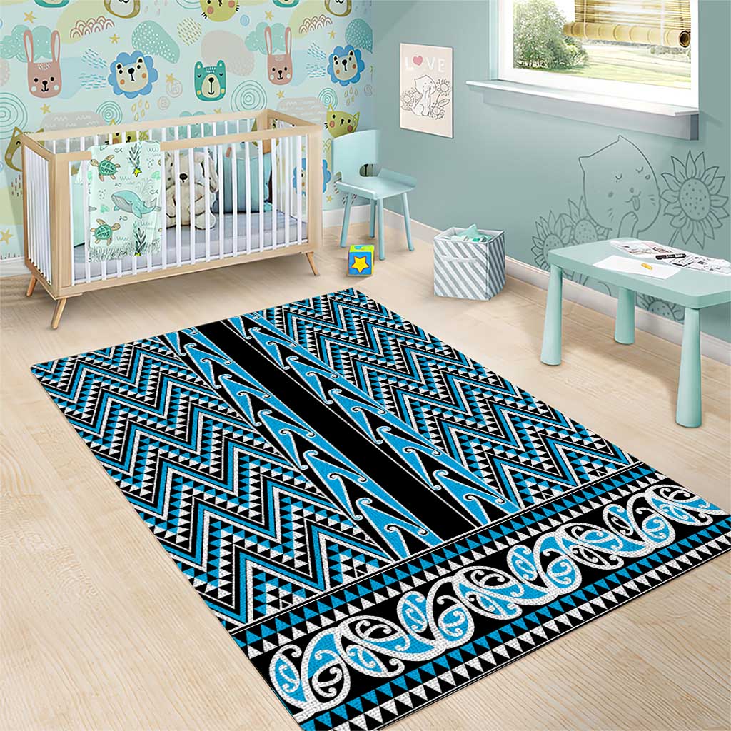 New Zealand Maori Niho Taniwha Area Rug Kikorangi Mangopare and Puhoro Pattern LT9 - Polynesian Pride