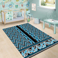 New Zealand Maori Niho Taniwha Area Rug Kikorangi Mangopare and Puhoro Pattern LT9 - Polynesian Pride