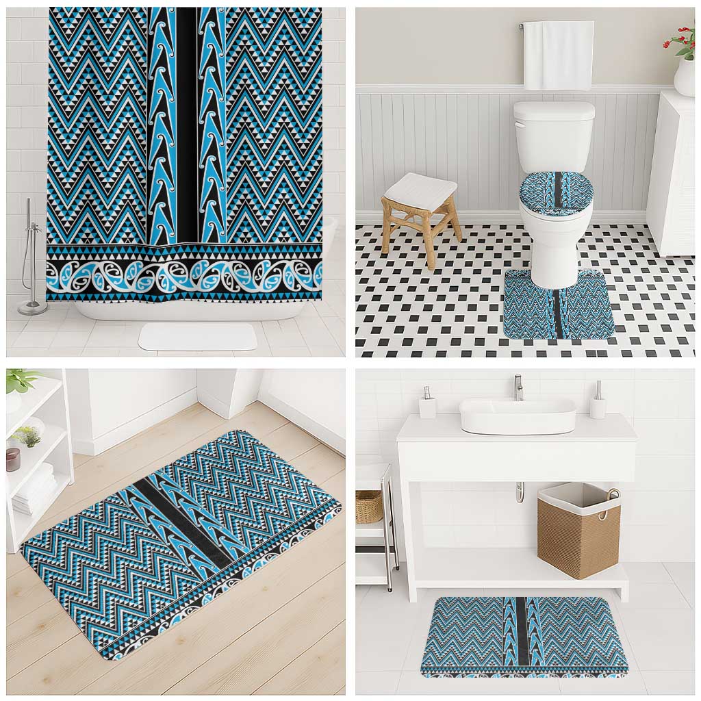 New Zealand Maori Niho Taniwha Bathroom Set Kikorangi Mangopare and Puhoro Pattern - Polynesian Pride