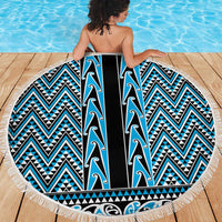 New Zealand Maori Niho Taniwha Beach Blanket Kikorangi Mangopare and Puhoro Pattern