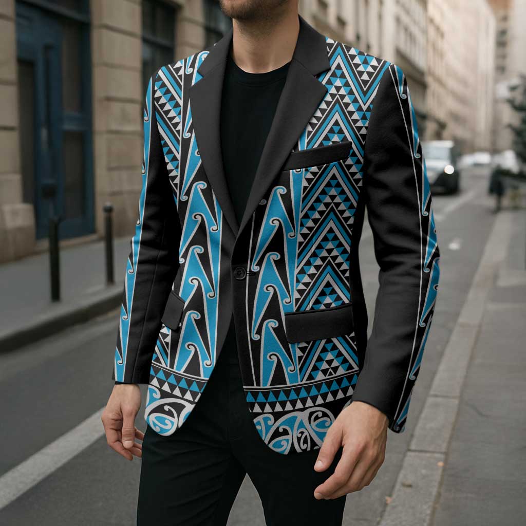 New Zealand Maori Niho Taniwha Blazer Kikorangi Mangopare and Puhoro Pattern - Polynesian Pride