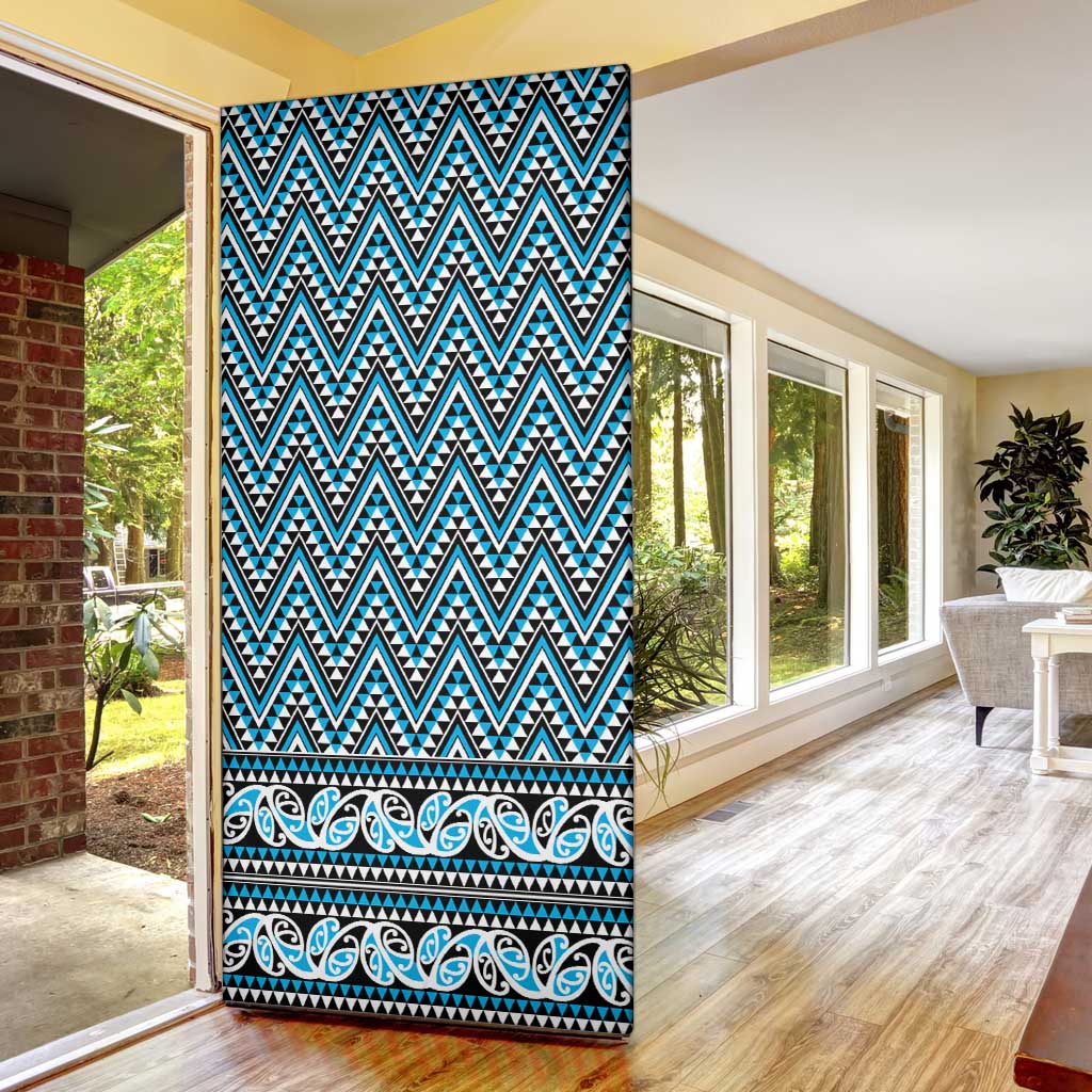 New Zealand Maori Niho Taniwha Door Cover Kikorangi Mangopare and Puhoro Pattern - Polynesian Pride
