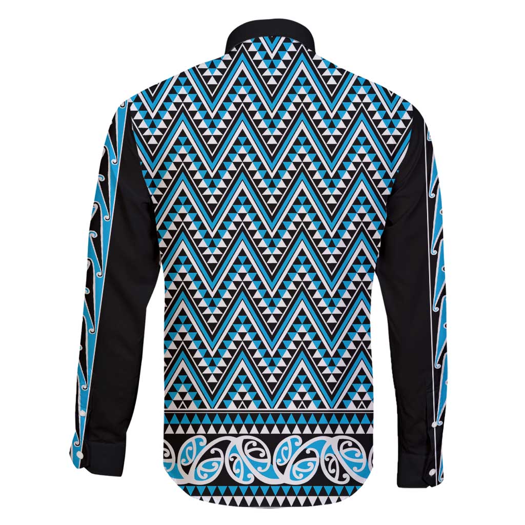 New Zealand Maori Niho Taniwha Family Matching Long Sleeve Bodycon Dress and Hawaiian Shirt Kikorangi Mangopare and Puhoro Pattern