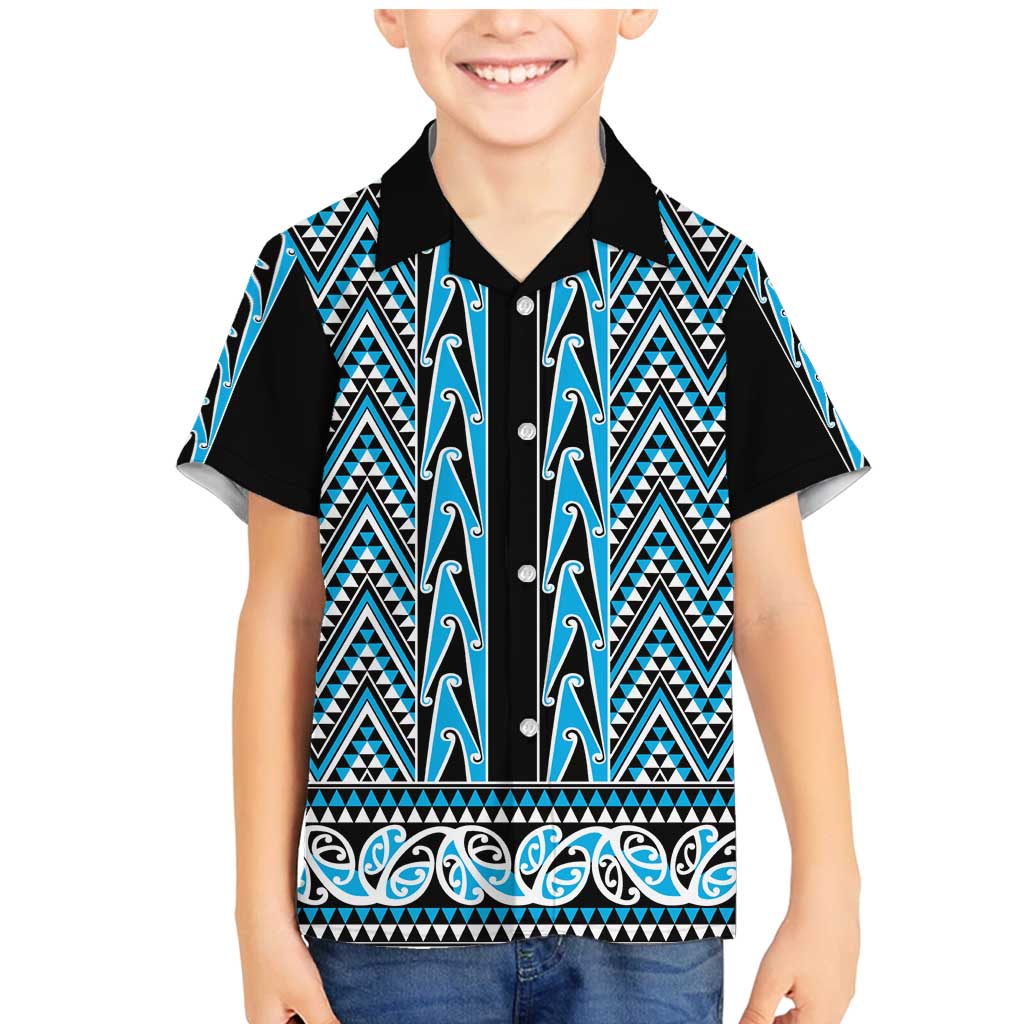 New Zealand Maori Niho Taniwha Family Matching Mermaid Dress and Hawaiian Shirt Kikorangi Mangopare and Puhoro Pattern