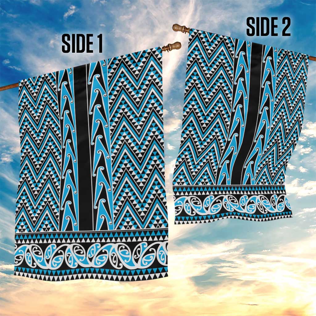 New Zealand Maori Niho Taniwha Garden Flag Kikorangi Mangopare and Puhoro Pattern