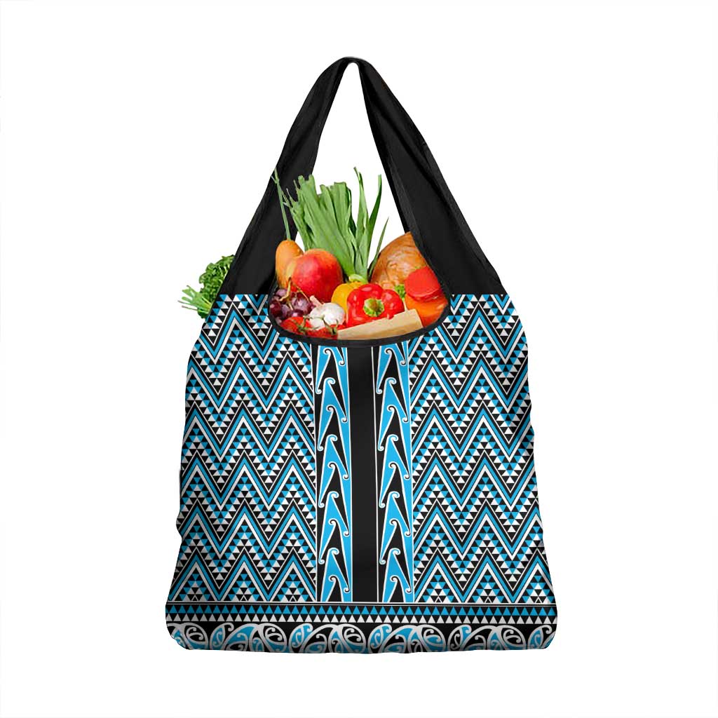 New Zealand Maori Niho Taniwha Grocery Bag Kikorangi Mangopare and Puhoro Pattern