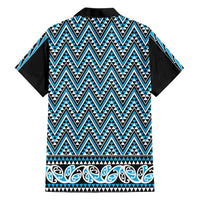 New Zealand Maori Niho Taniwha Hawaiian Shirt Kikorangi Mangopare and Puhoro Pattern