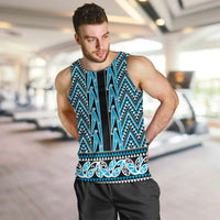 New Zealand Maori Niho Taniwha Men Tank Top Kikorangi Mangopare and Puhoro Pattern