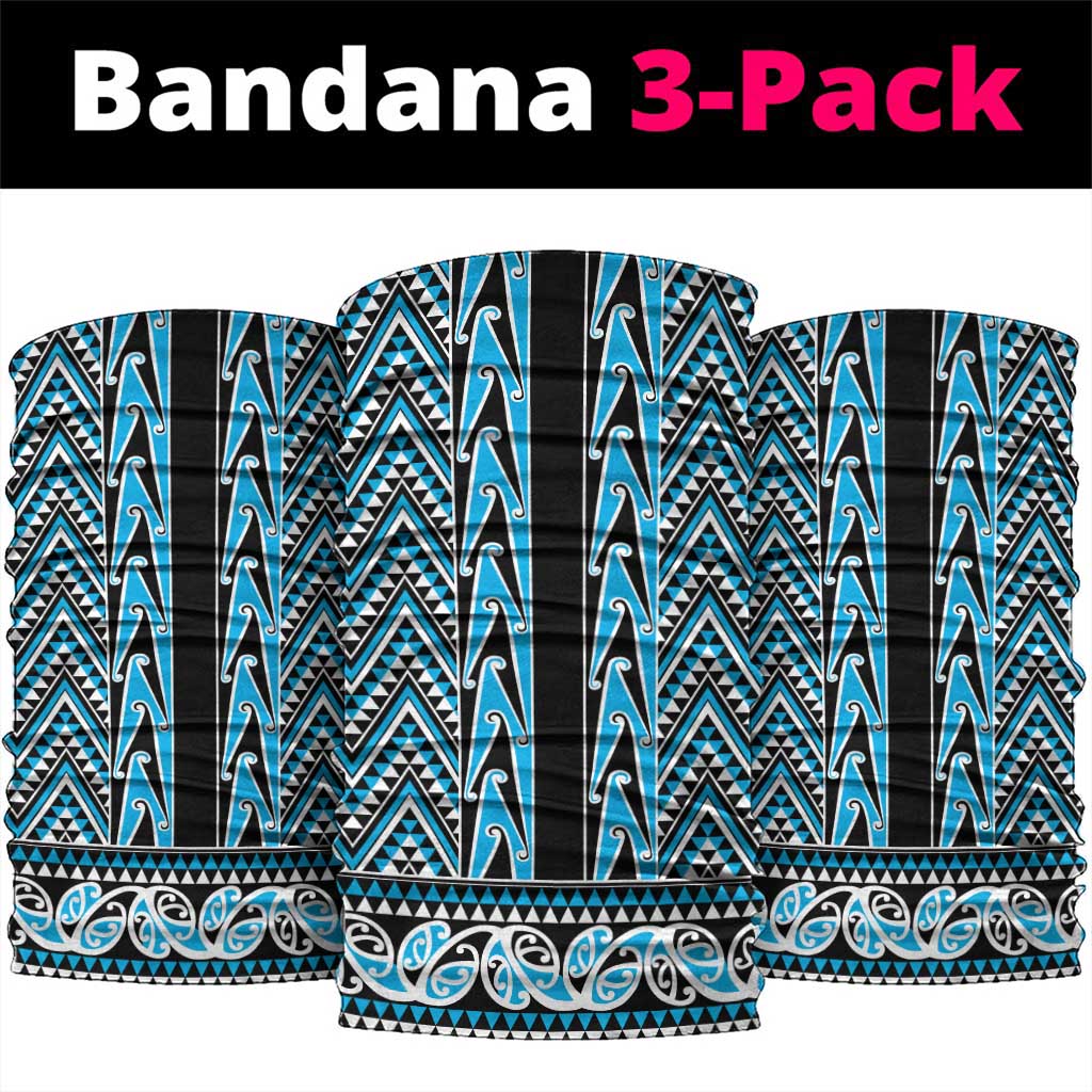 New Zealand Maori Niho Taniwha Neck Gaiter Kikorangi Mangopare and Puhoro Pattern - Polynesian Pride
