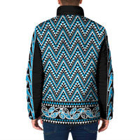 New Zealand Maori Niho Taniwha Padded Jacket Kikorangi Mangopare and Puhoro Pattern - Polynesian Pride