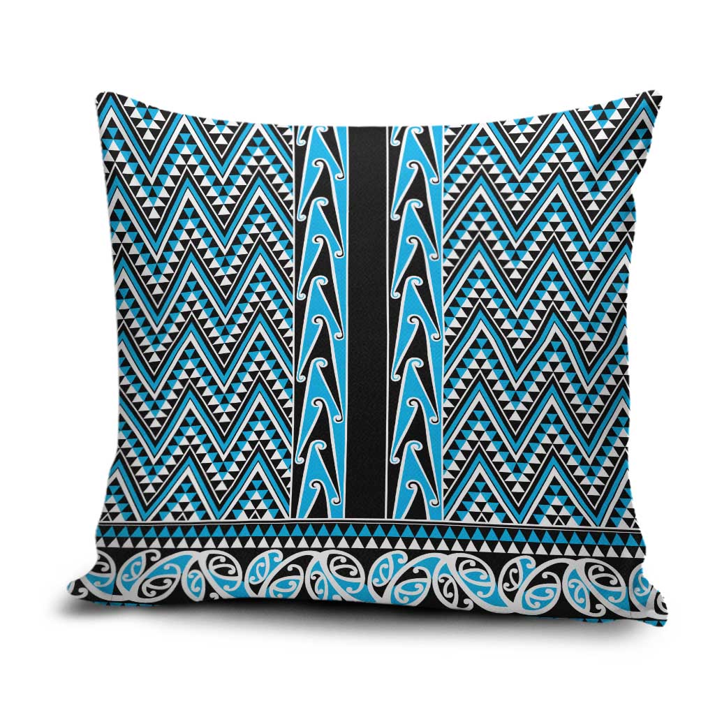 New Zealand Maori Niho Taniwha Pillow Cover Kikorangi Mangopare and Puhoro Pattern - Polynesian Pride