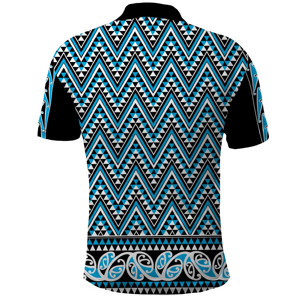 New Zealand Maori Niho Taniwha Polo Shirt Kikorangi Mangopare and Puhoro Pattern