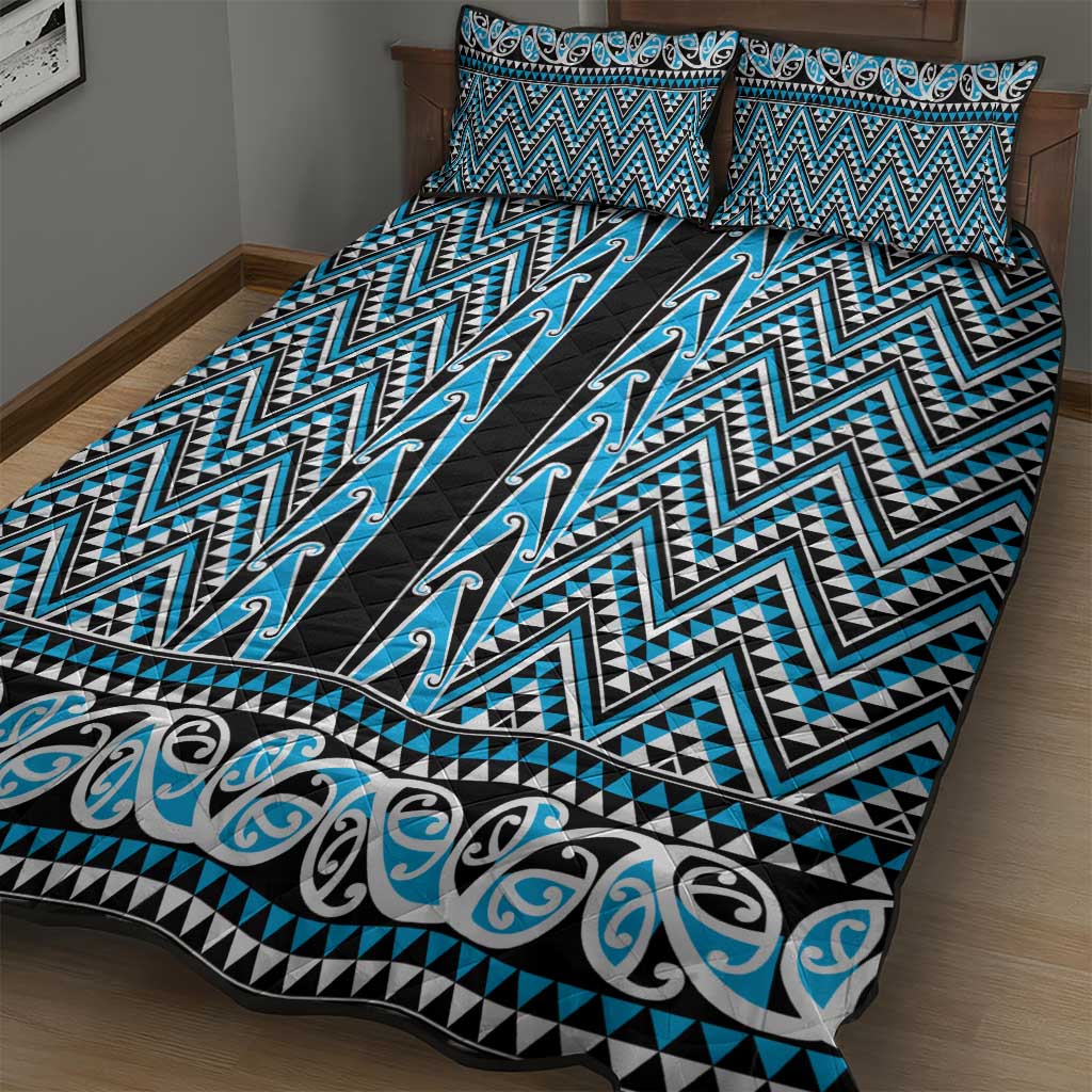New Zealand Maori Niho Taniwha Quilt Bed Set Kikorangi Mangopare and Puhoro Pattern