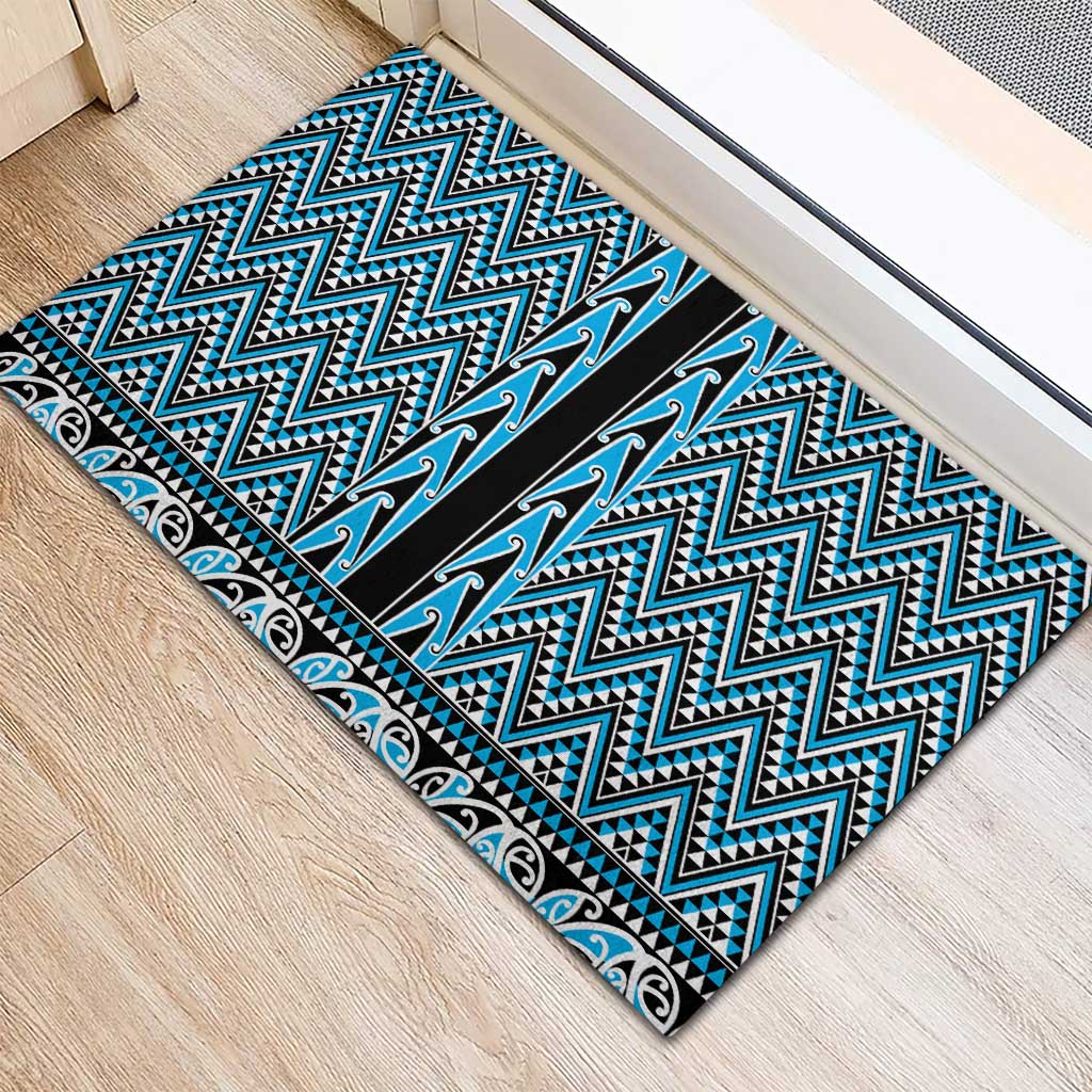 New Zealand Maori Niho Taniwha Rubber Doormat Kikorangi Mangopare and Puhoro Pattern