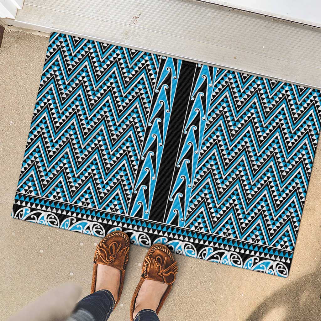 New Zealand Maori Niho Taniwha Rubber Doormat Kikorangi Mangopare and Puhoro Pattern