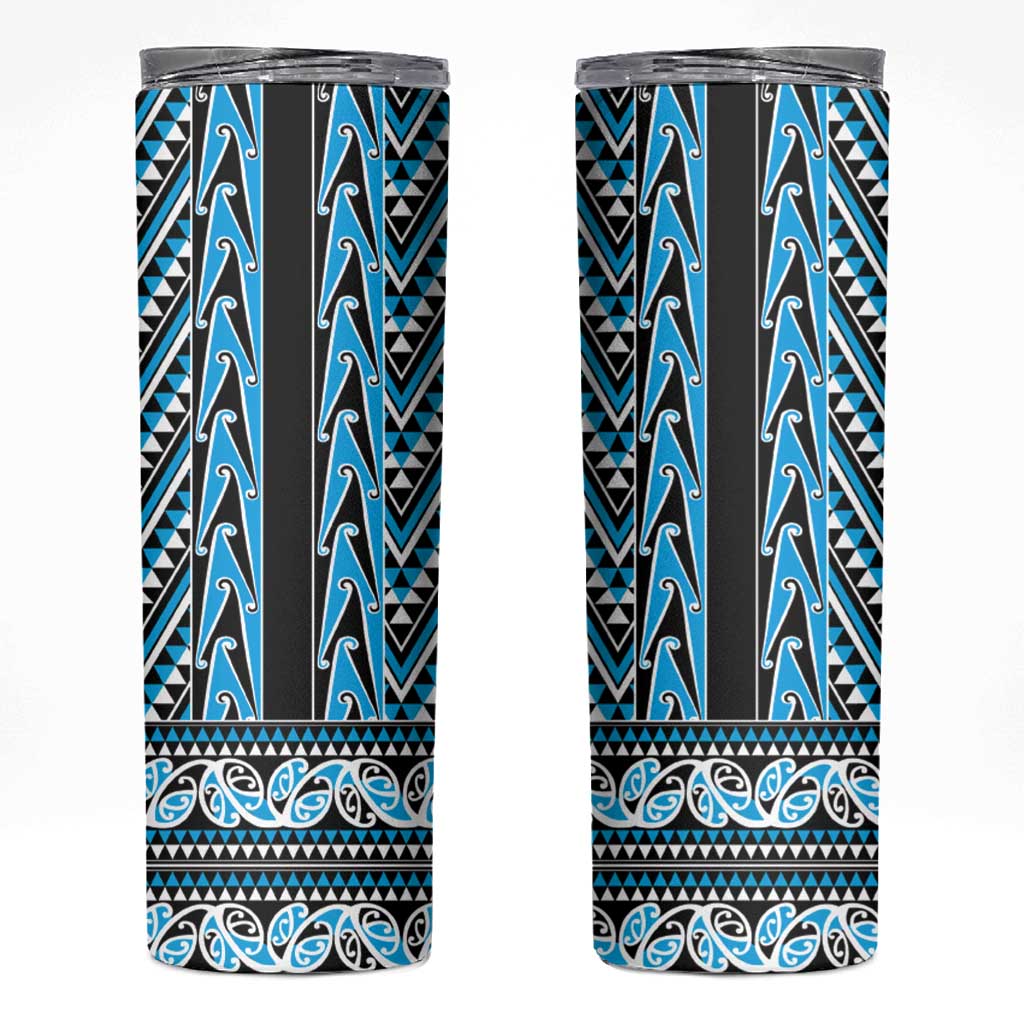 New Zealand Maori Niho Taniwha Skinny Tumbler Kikorangi Mangopare and Puhoro Pattern