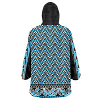 New Zealand Maori Niho Taniwha Wearable Blanket Hoodie Kikorangi Mangopare and Puhoro Pattern