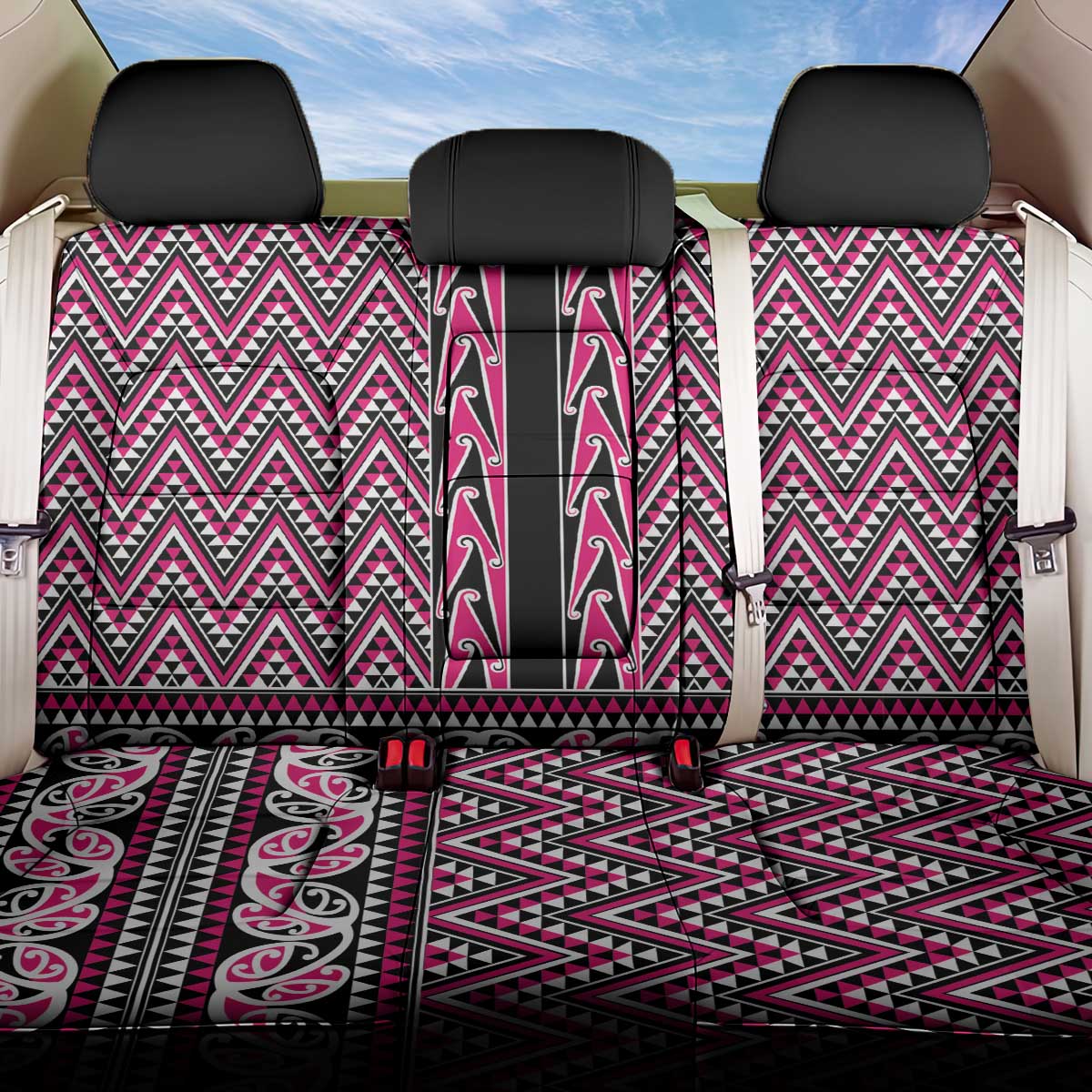 New Zealand Maori Niho Taniwha Back Car Seat Cover Mawhero Mangopare and Puhoro Pattern