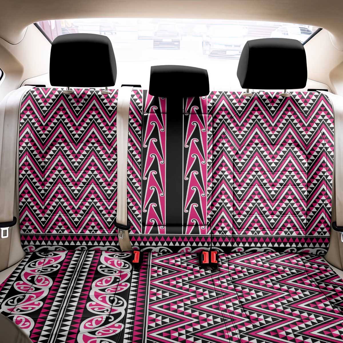 New Zealand Maori Niho Taniwha Back Car Seat Cover Mawhero Mangopare and Puhoro Pattern