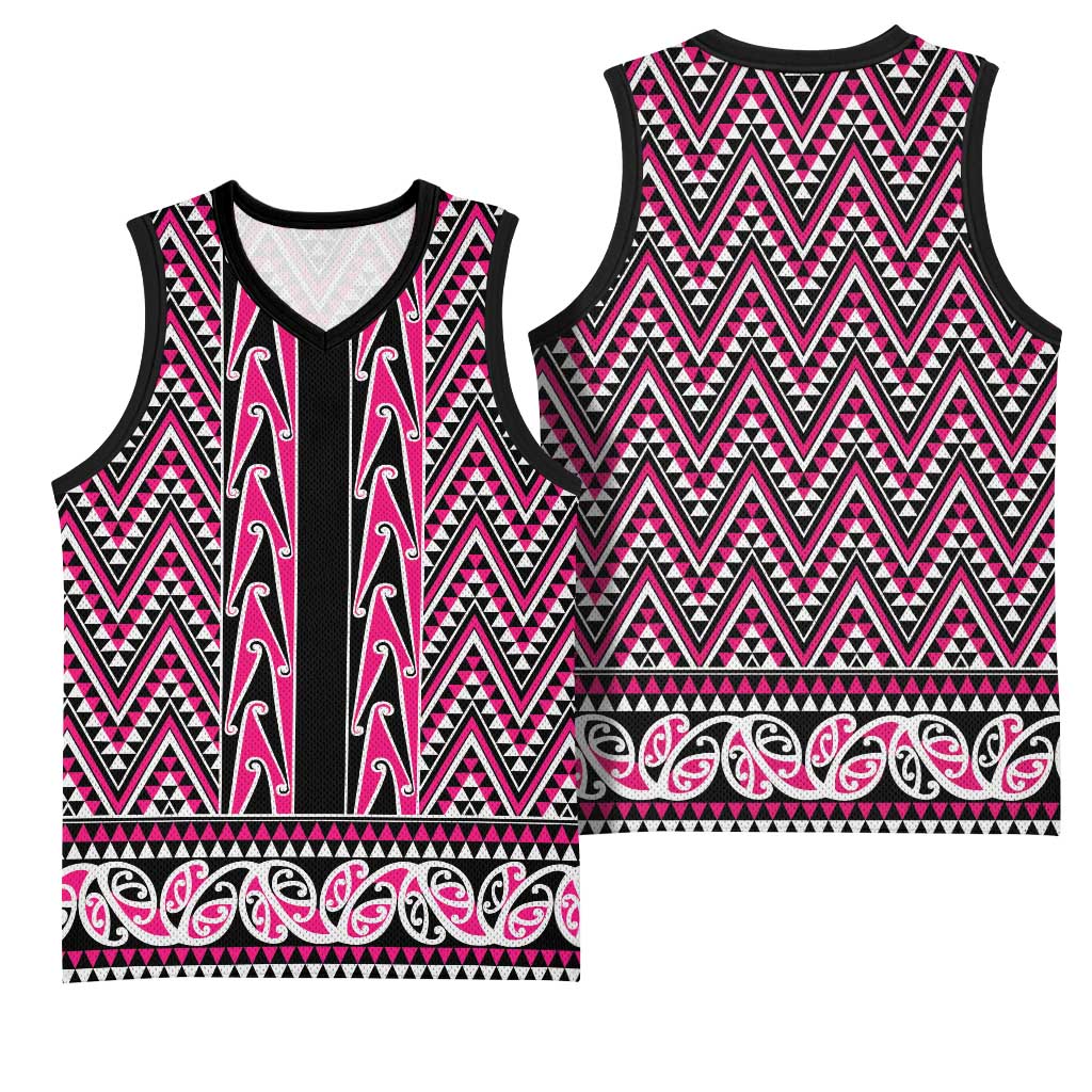 New Zealand Maori Niho Taniwha Basketball Jersey Mawhero Mangopare and Puhoro Pattern - Polynesian Pride