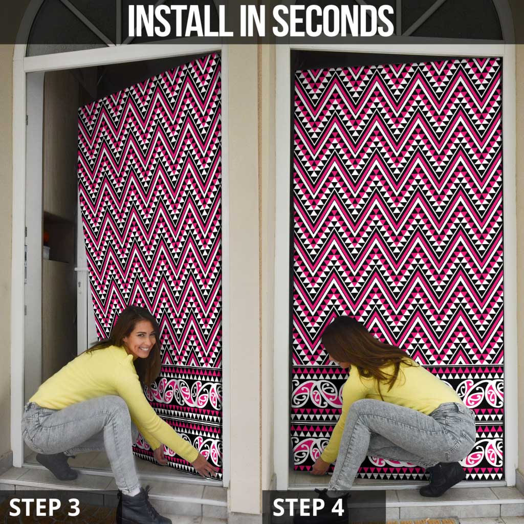 New Zealand Maori Niho Taniwha Door Cover Mawhero Mangopare and Puhoro Pattern - Polynesian Pride