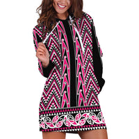 New Zealand Maori Niho Taniwha Hoodie Dress Mawhero Mangopare and Puhoro Pattern