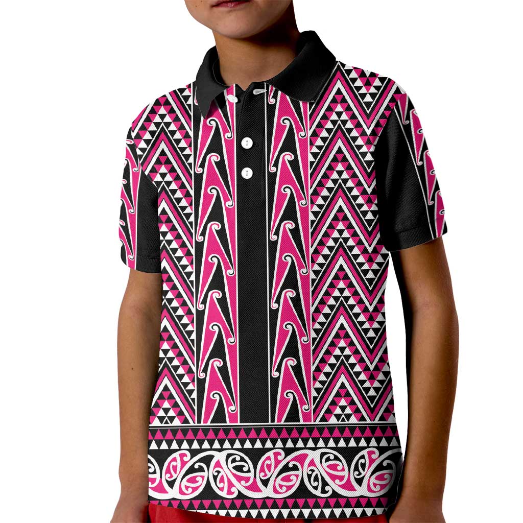 New Zealand Maori Niho Taniwha Kid Polo Shirt Mawhero Mangopare and Puhoro Pattern