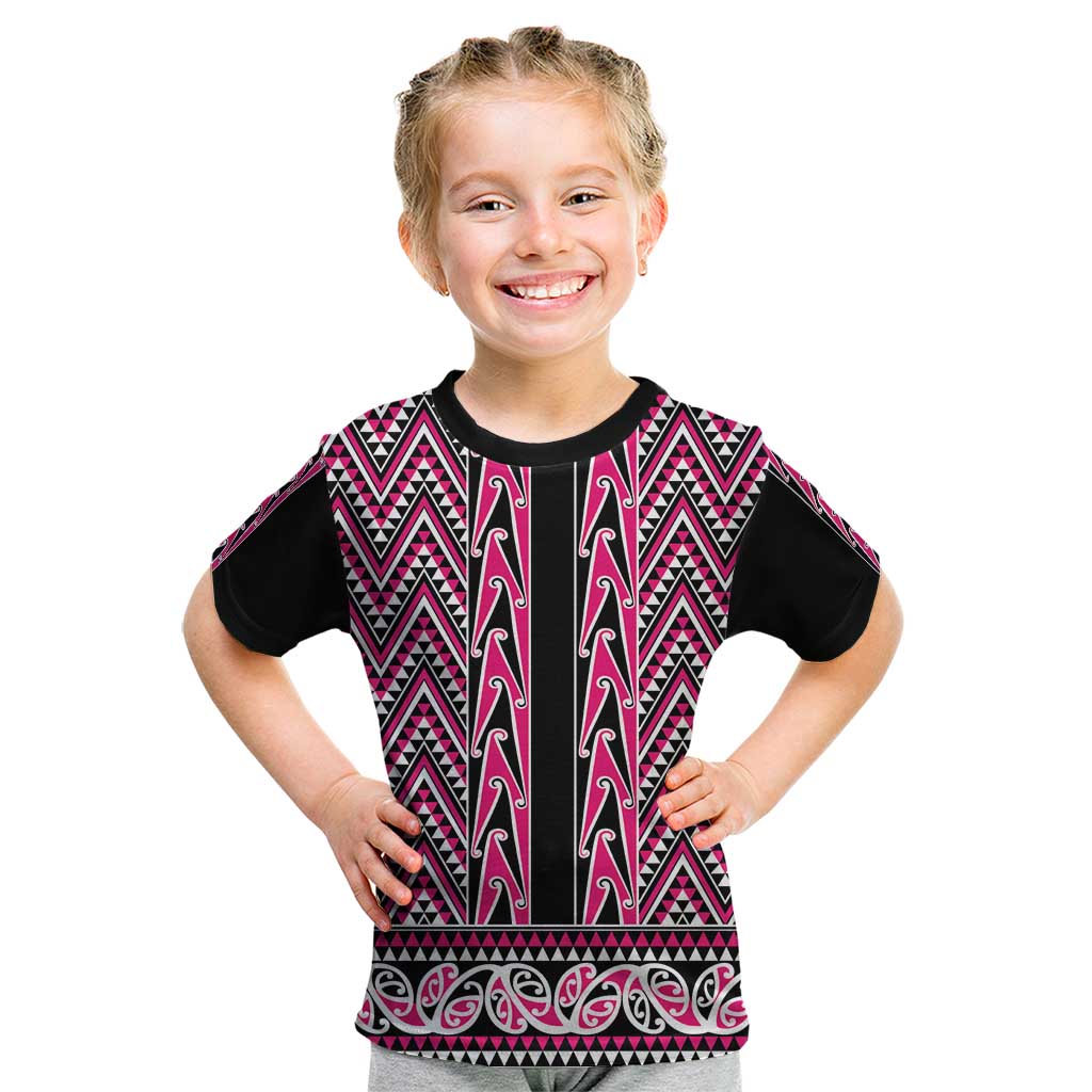 New Zealand Maori Niho Taniwha Kid T Shirt Mawhero Mangopare and Puhoro Pattern