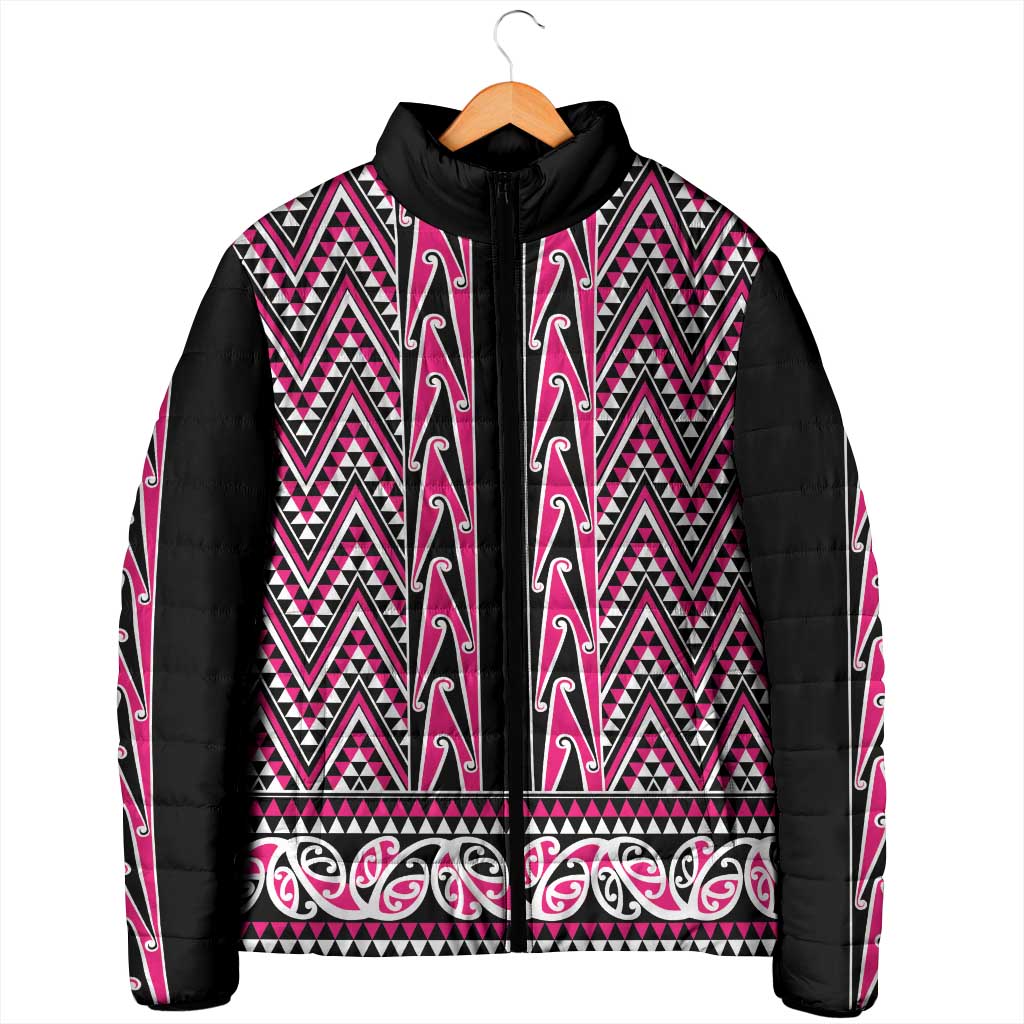 New Zealand Maori Niho Taniwha Padded Jacket Mawhero Mangopare and Puhoro Pattern - Polynesian Pride