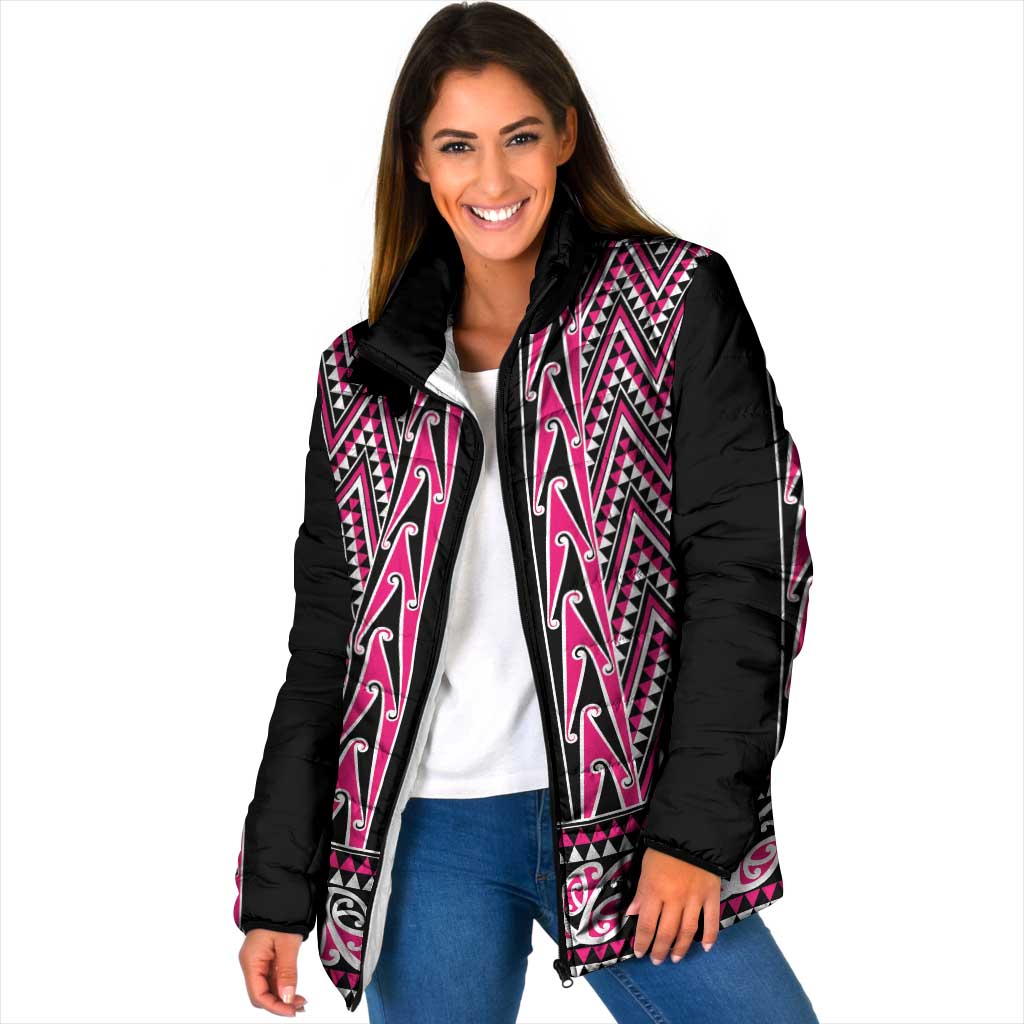 New Zealand Maori Niho Taniwha Padded Jacket Mawhero Mangopare and Puhoro Pattern - Polynesian Pride