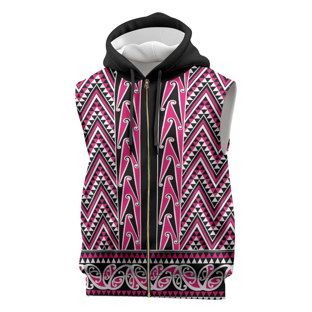 New Zealand Maori Niho Taniwha Sleeveless Zip Hoodie Mawhero Mangopare and Puhoro Pattern - Polynesian Pride