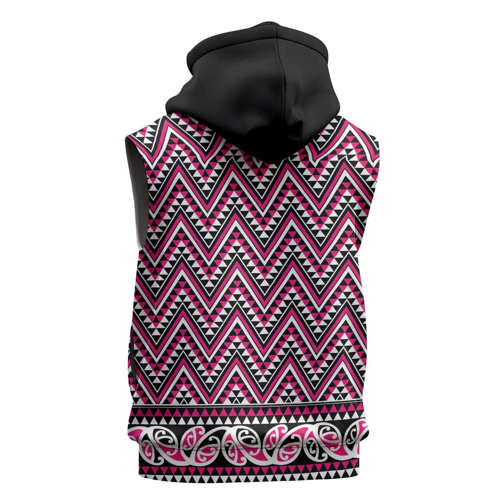 New Zealand Maori Niho Taniwha Sleeveless Zip Hoodie Mawhero Mangopare and Puhoro Pattern - Polynesian Pride