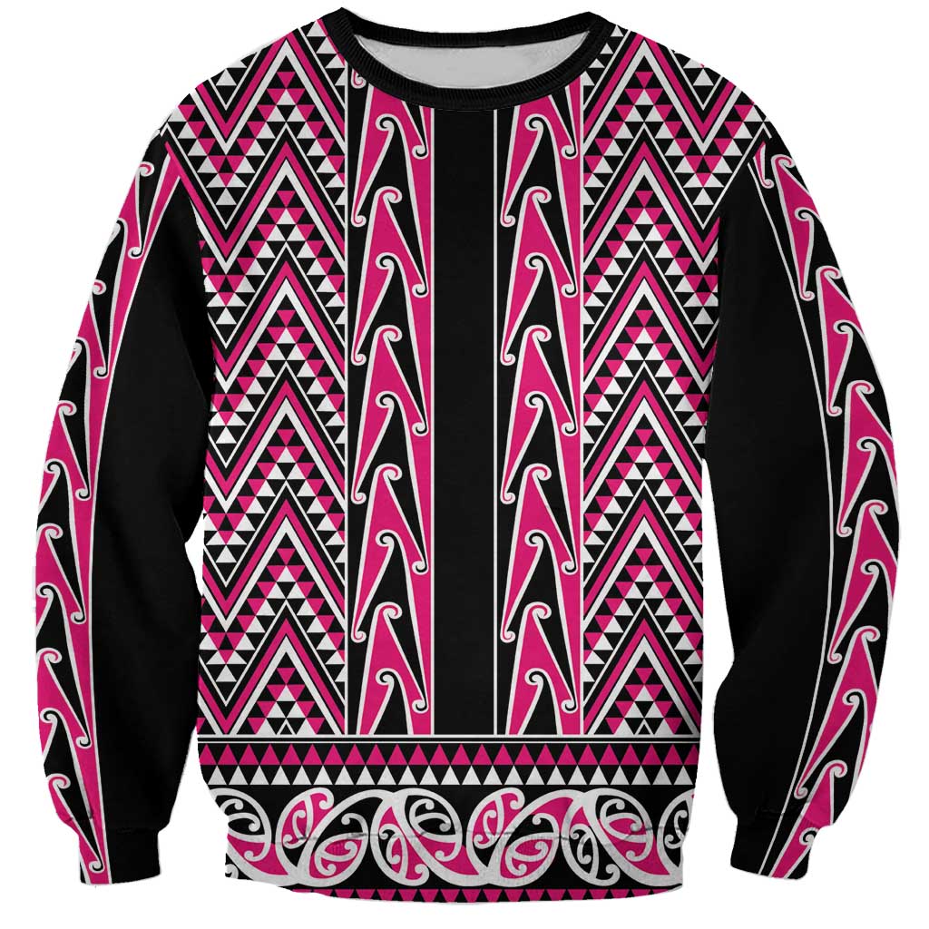 New Zealand Maori Niho Taniwha Sweatshirt Mawhero Mangopare and Puhoro Pattern