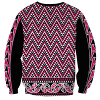 New Zealand Maori Niho Taniwha Sweatshirt Mawhero Mangopare and Puhoro Pattern