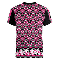 New Zealand Maori Niho Taniwha Women V-Neck T-Shirt Mawhero Mangopare and Puhoro Pattern