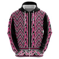 New Zealand Maori Niho Taniwha Zip Hoodie Mawhero Mangopare and Puhoro Pattern
