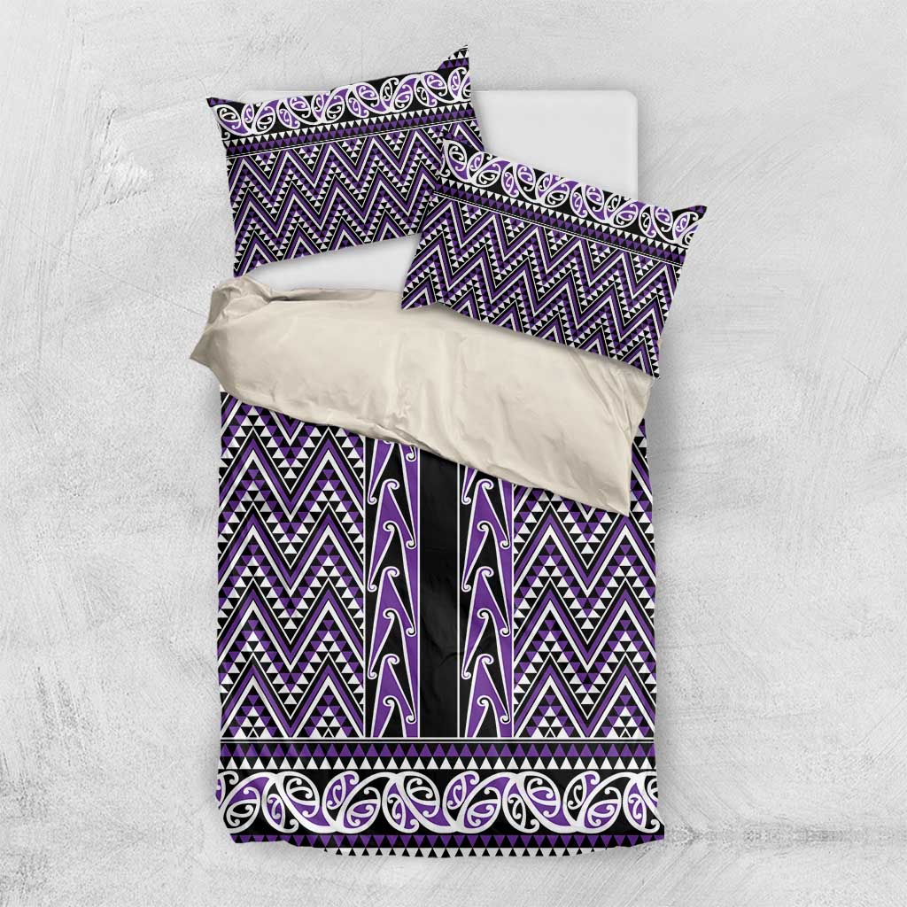 New Zealand Maori Niho Taniwha Bedding Set Waiporopo Mangopare and Puhoro Pattern
