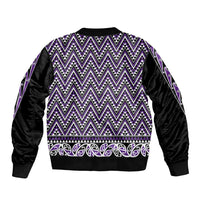 New Zealand Maori Niho Taniwha Bomber Jacket Waiporopo Mangopare and Puhoro Pattern