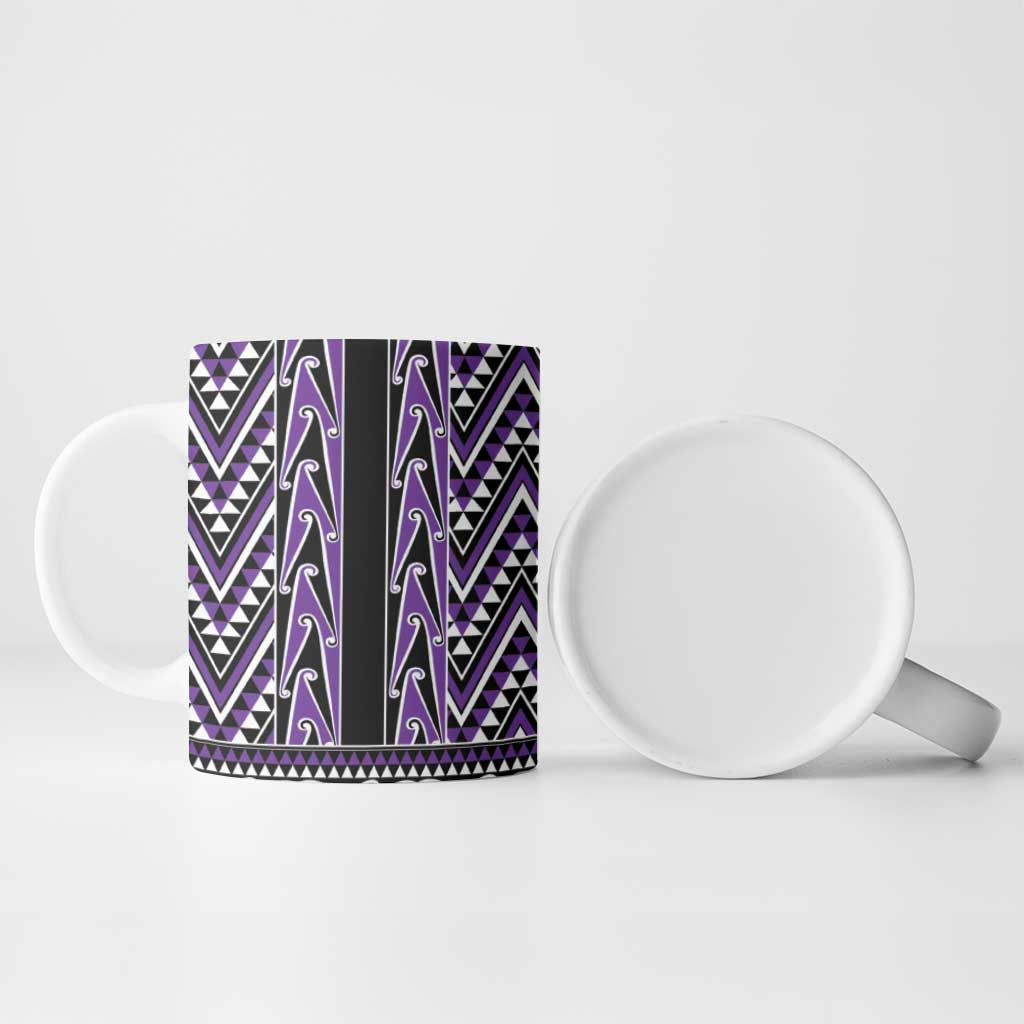 New Zealand Maori Niho Taniwha Ceramic Mug Waiporopo Mangopare and Puhoro Pattern - Polynesian Pride